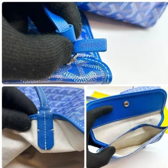 Goyard Saint Louis PM Blue Shoulder Tote Bag & Pouch