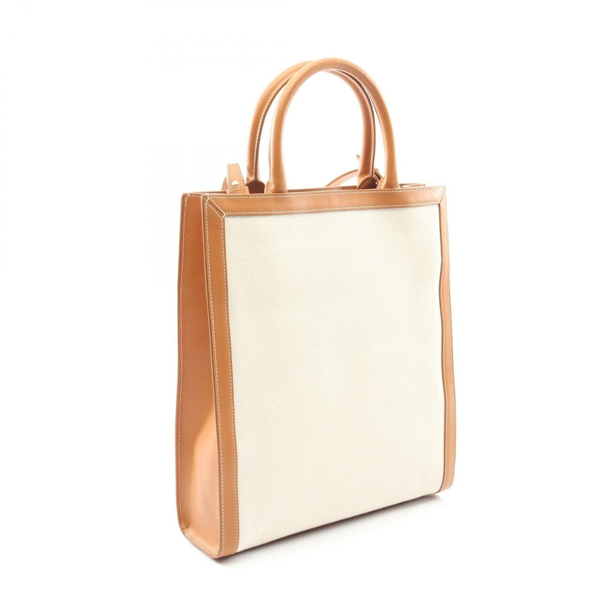 Celine Tote Small Vertical Cover Natural Beige Canvas Leather — view 2