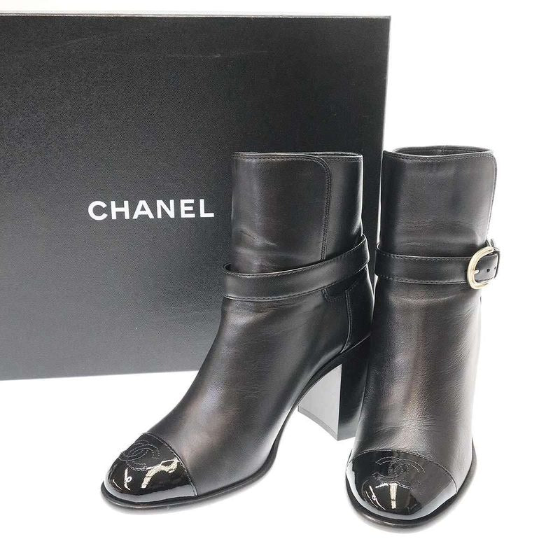 Chanel 22 B Ankle Boots Leather Black 35.5