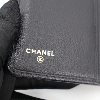 Chanel Camellia Bifold Wallet Leather Black