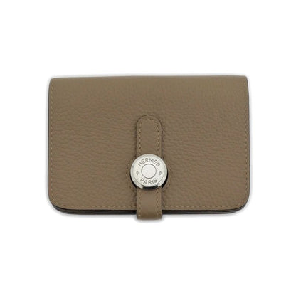Hermes Dogon Card Case Brown Silver Hardware Togo Leather