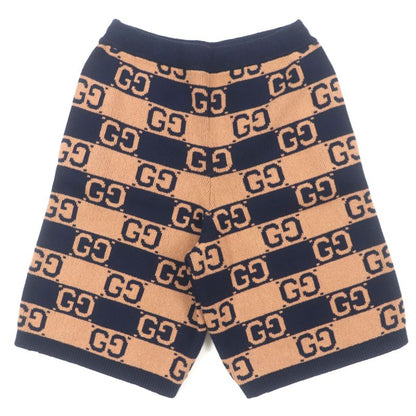  Gucci 752098 GG Cotton Jacquard Knit Half Pants Shorts Brown Navy S Made In