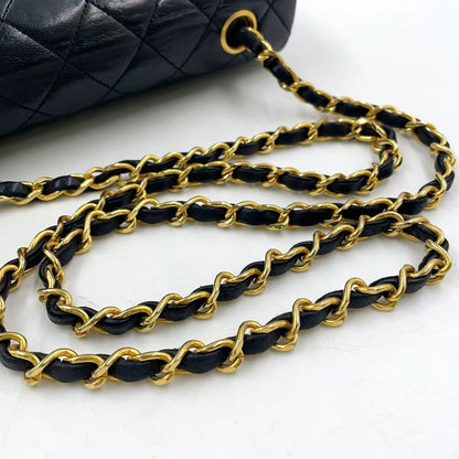 Chanel Full Flap Chain Shoulder Matelasse 1st Lambskin Black Shoulder Bag Gold