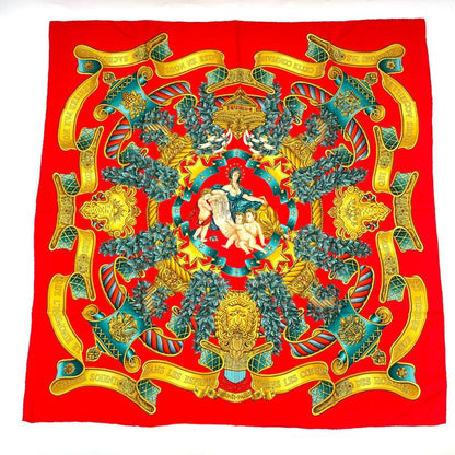 Hermes Scarf Carre 90 Silk Europe European Goddess Child Red