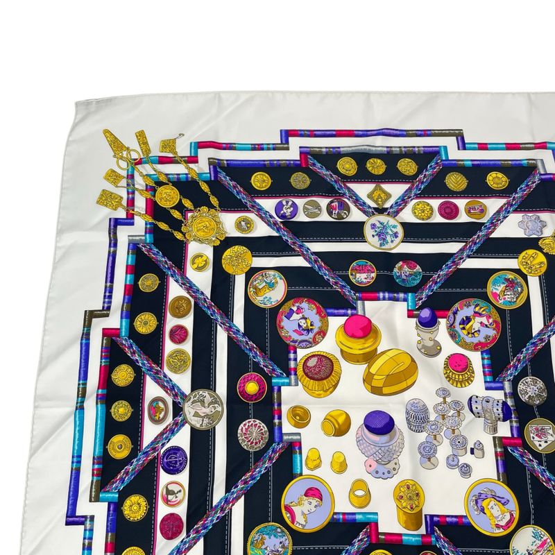 Hermes Carre 90 Pelile Main Seamstress Scarf Silk Multicolor
