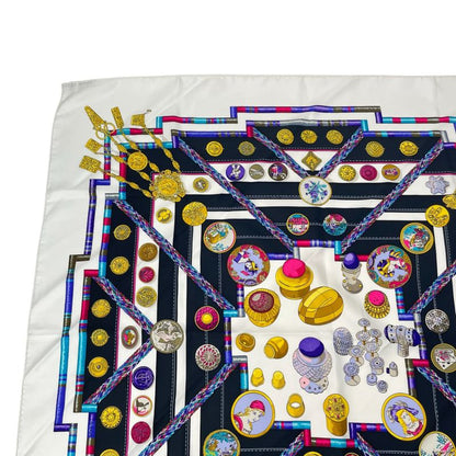 Hermes Carre 90 Pelile Main Seamstress Scarf Silk Multicolor