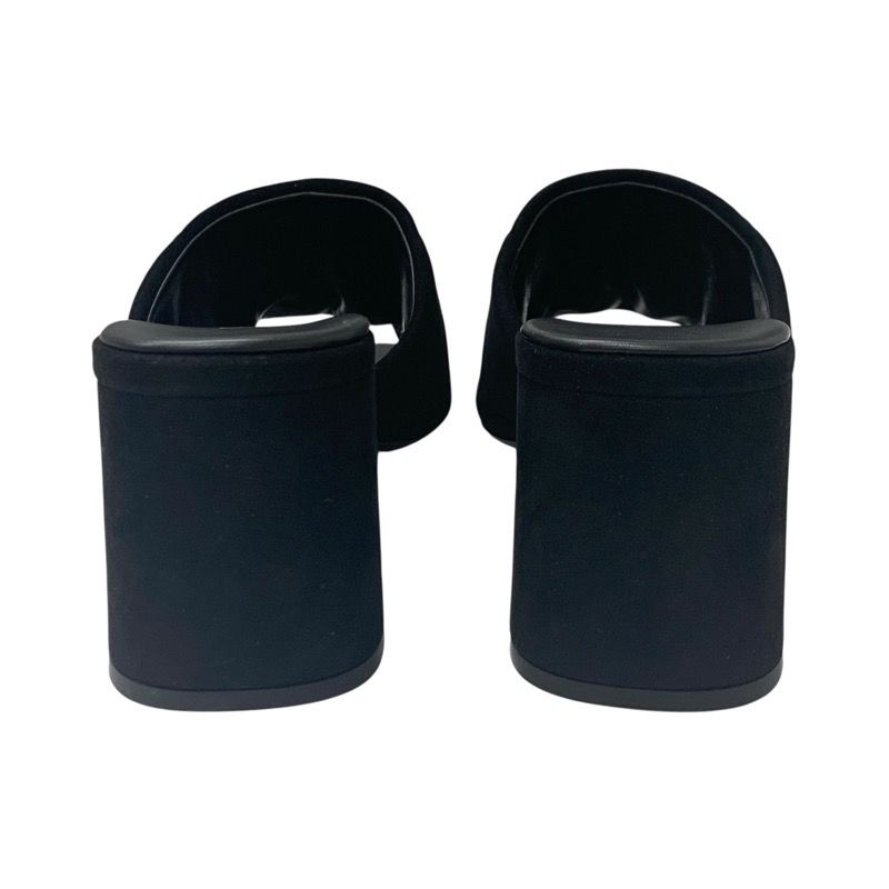 Prada Sandals Shoes Suede Leather Black Unused Logo Velvet Mules