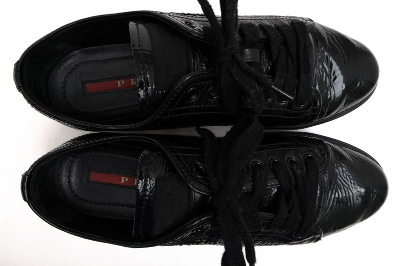 Prada Shoes Sneakers Shoes Low Cut Ladies Women Women's Enamel Patent Leather