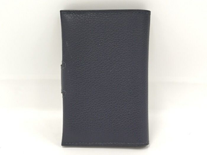 Hermes Serie Card Case Leather Navy Stamped B