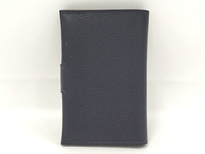 Hermes Serie Card Case Leather Navy Stamped B