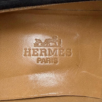 Hermes Vintage Constance Silver Hhardware Suede Leather Loafer Black 40 — view 9