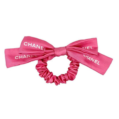 Chanel Aa9064 Logo Silk Ribbon Chou Pink Hair Accessory with Box