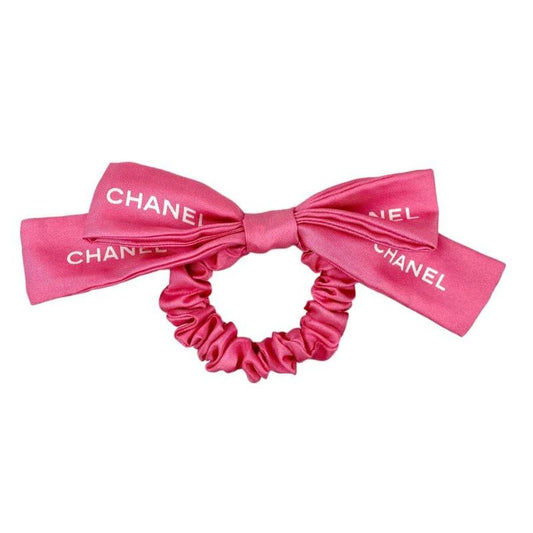 (near Fine) Chanel Aa9064 Logo Silk Ribbon Chou Pink Hair Accessory W/box Used