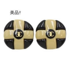 Chanel CC Logo Cross Round Earrings