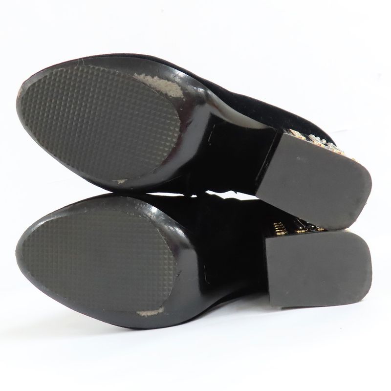 Louis Vuitton Century Line Ankle Boots Short Velvet Block Heel Studs