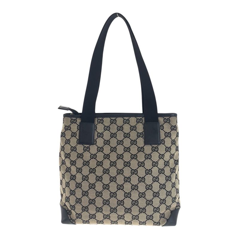 Gucci GG Canvas Beige Black Brown GG Canvas/leather 019 0402 Tote Bag Shoulder