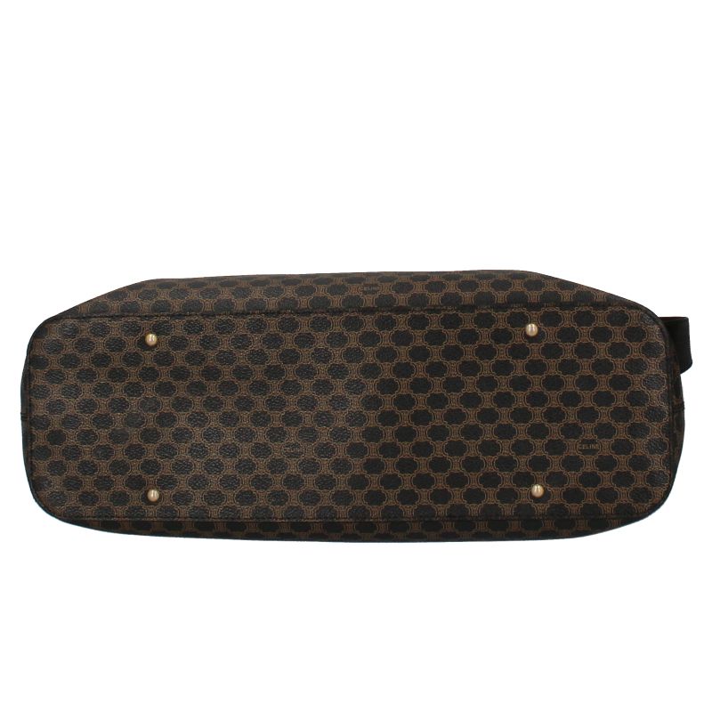 Celine Macadam One Shoulder Bag PVC Leather Women's Shoulder Bag Brown Excellent