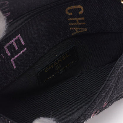 Chanel Shoulder Bag Mini Matelasse Denim Black Single Flap (gold Hardware)