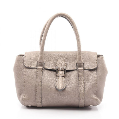 Fendi Handbag Selleria Mini Linda Grey Leather
