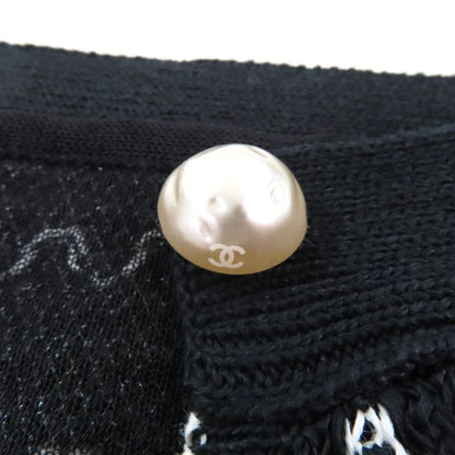 CHANEL P49277 Trapezoidal Wrap Skirt With Coco Mark Buttons Black White 34 Made