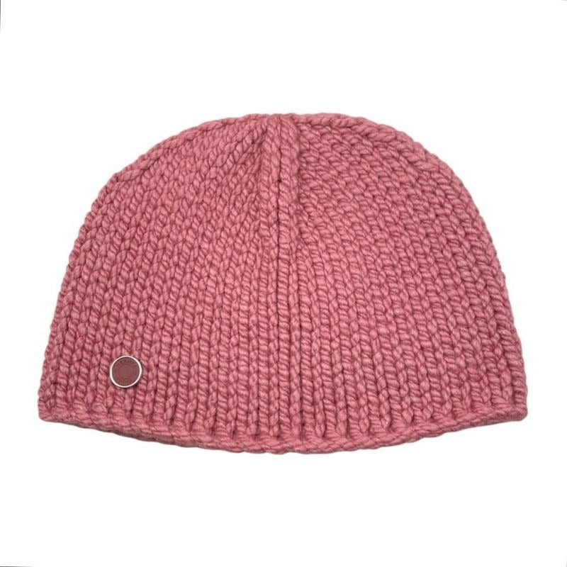 Hermes Hat Knit Joplin Beanie N Frme M Size Calfskin Button Rose