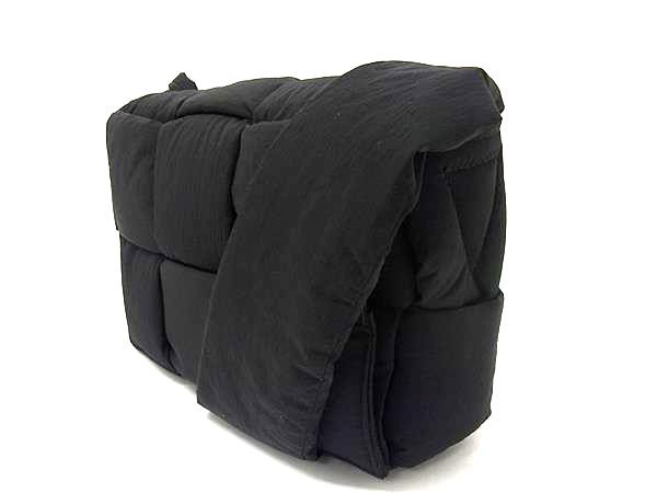 Bottega Veneta Maxi Intrecciato Nylon Cross Body Shoulder Bag Black Ff8842