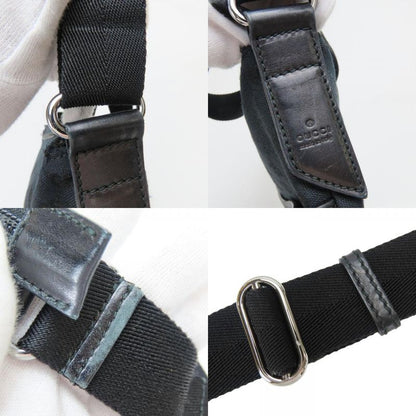 Gucci Shoulder Bag 145857 Perforated GG Canvas Leather Black Crossbody Casual