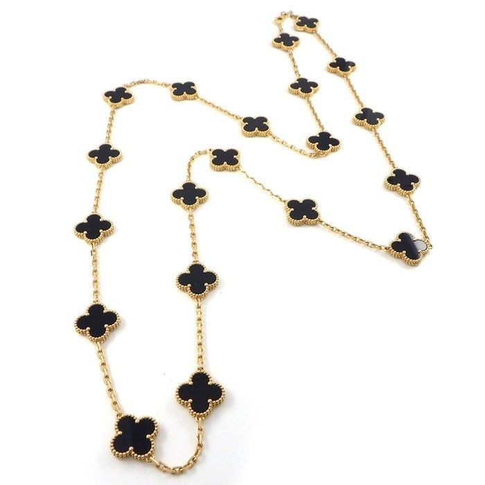 Van Cleef & Arpels Long Necklace Vintage Gial Hambra 20 Motif Onyx 18k Yellow