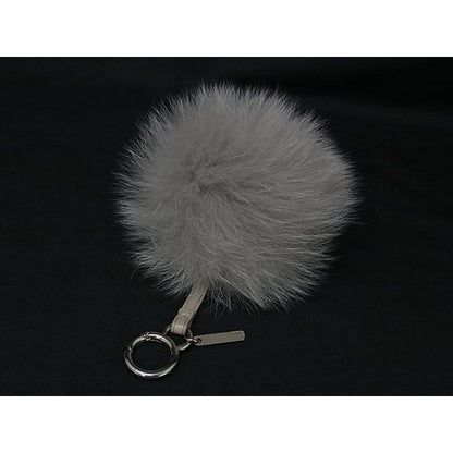 Fendi Pom Charm Leather Key Holder Key Sling Bag Light Gray — view 2