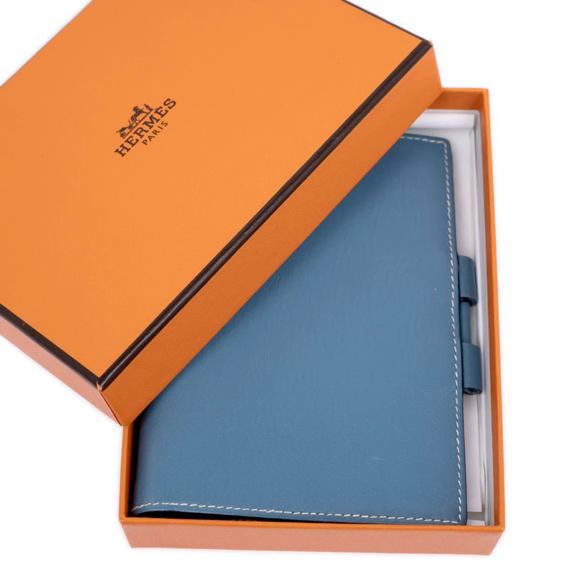 Hermes Agenda PM Blue Jean Swift Notebook Cabas - J Engraved