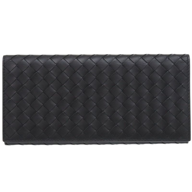 Bottega Veneta Intrecciato Leather Black Long Wallet Long Billfold Black 0926