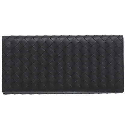 Bottega Veneta Intrecciato Leather Black Long Wallet Long Billfold Black 0926