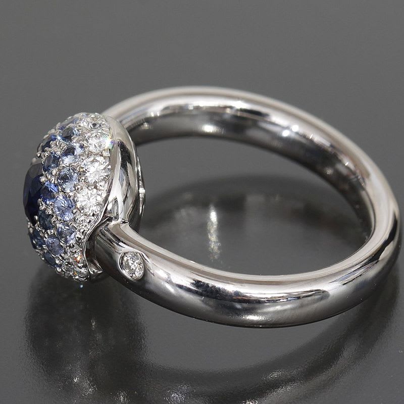 Chanel Sapphire Diamond Ring 18K White Gold 750 E0969