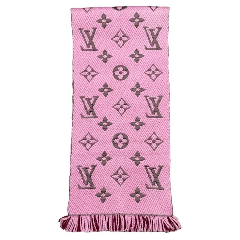 Louis Vuitton Scarf Echarpe Logomania Duo M73887 Monogram Wool Silk Wine Red