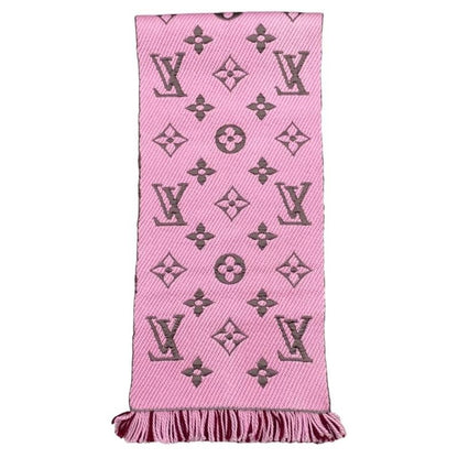 Louis Vuitton Scarf Echarpe Logomania Duo M73887 Monogram Wool Silk Wine Red