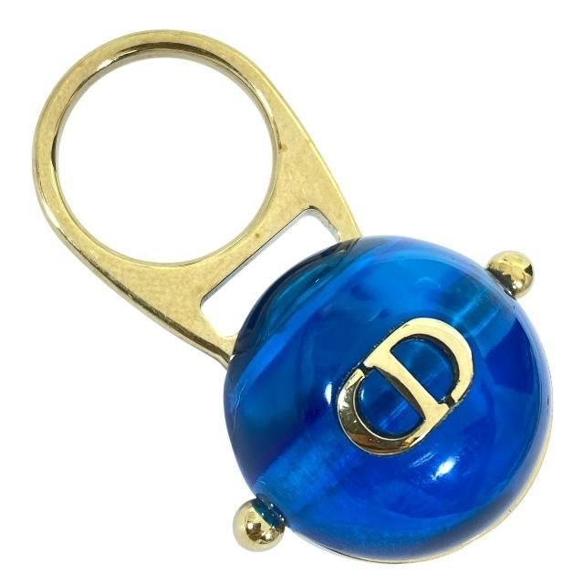 Christian Dior Ring Accessories Jewelry Small Tribal Ball Logo GP Gold Blue