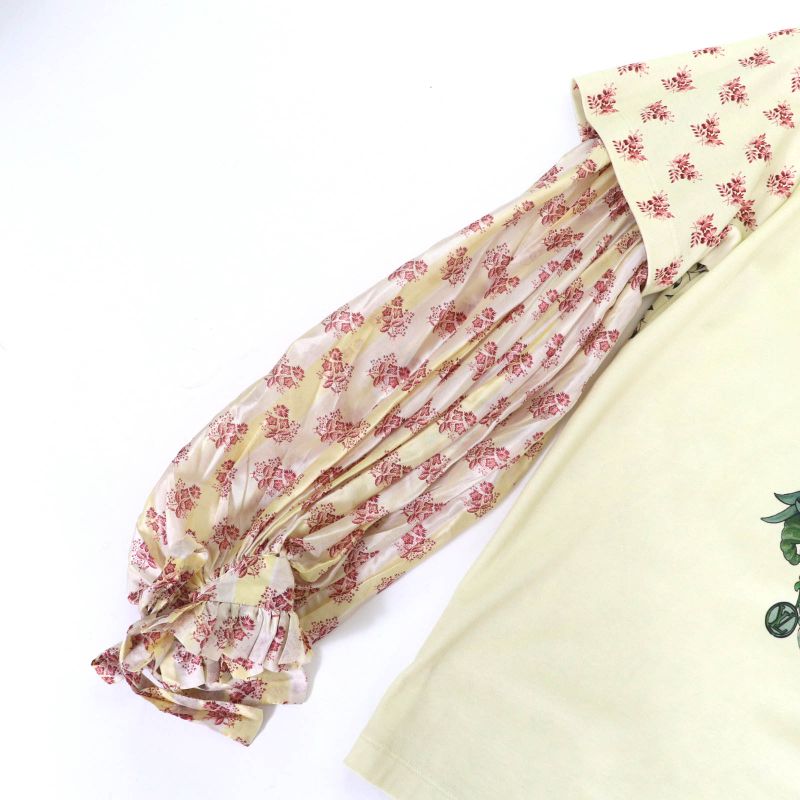 Louis Vuitton 2021 100% Cotton Floral Silk Sleeve Cut And Sewn Yellow XS (size