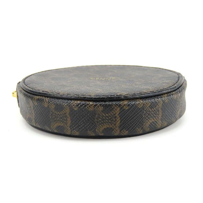Celine Coin Case Triomphe 10d222bq3.38no PVC Leather Black Brown Gold Hardware