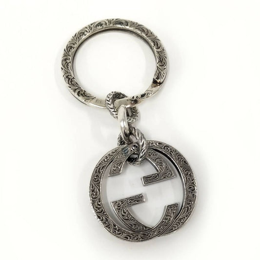 Gucci Key Holder Ring Interlocking G Arabesque SV 925 Silver
