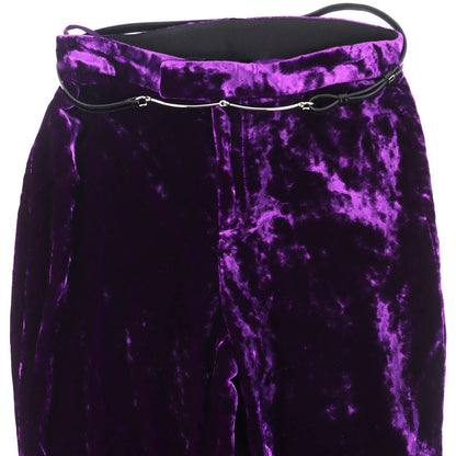 Gucci Bit Leather Belt Hem Shirt Ring Velour Long Pants Purple 36 — view 4