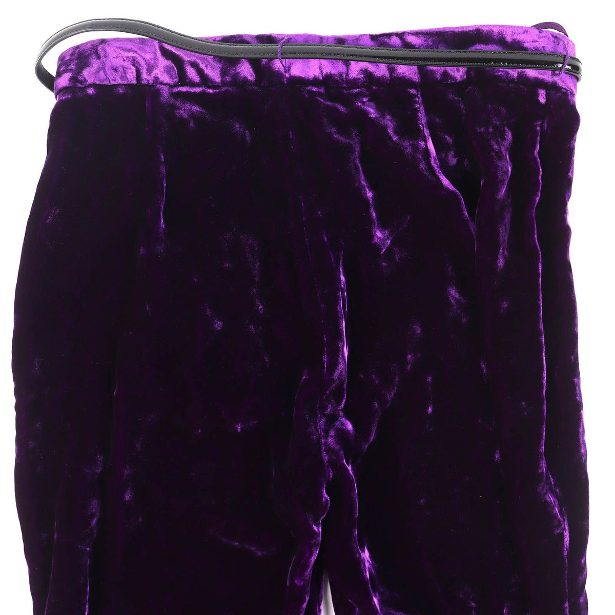 Gucci Bit Leather Belt Hem Shirt Ring Velour Long Pants Purple 36 — view 5