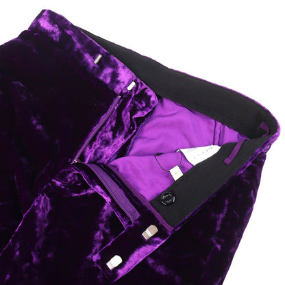 Gucci Bit Leather Belt Hem Shirt Ring Velour Long Pants Purple 36 — view 6