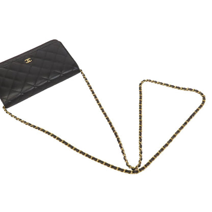 Chanel Chain Wallet Black Gold Caviar Leather Quilted Pochette Shoulder Bag — view 4