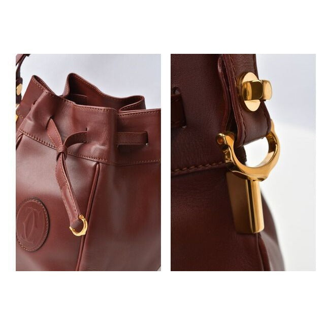 Cartier Shoulder Bag Must Line Vintage Drawstring Crossbody Leather — view 4
