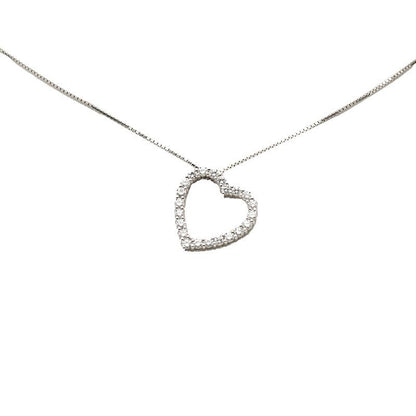 Gucci Heart Motif Diamond Pendant Necklace 18K White Gold