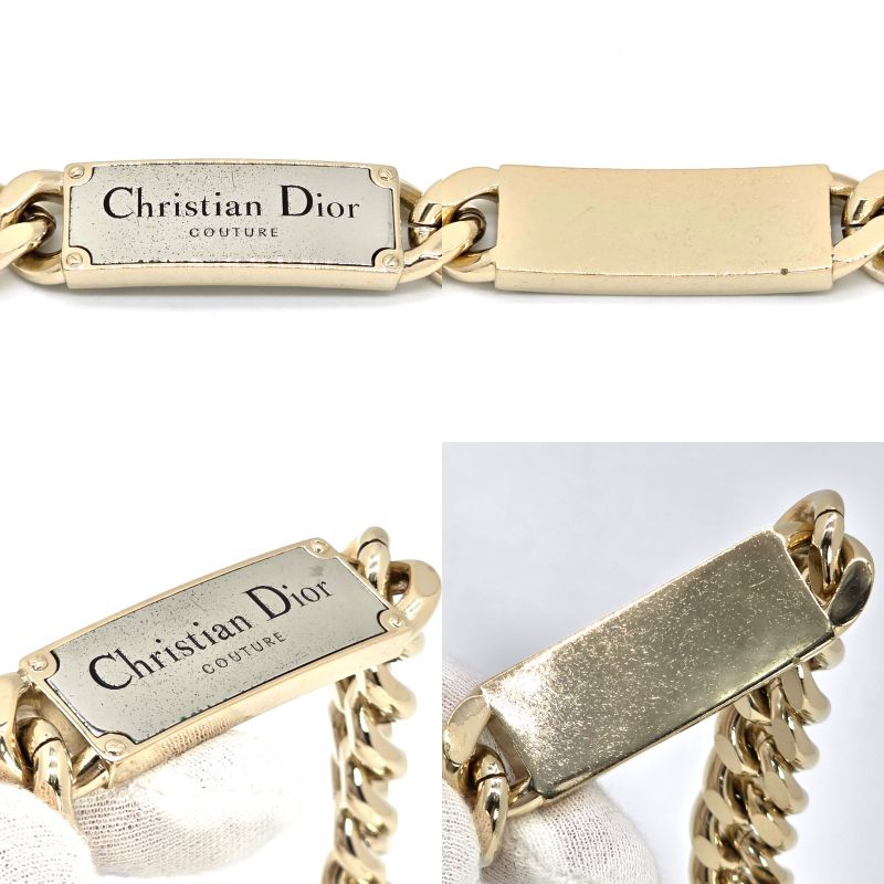 DIOR Christian Dior Couture Plate Choker Necklace 48cm (1890in) Long Light Gold