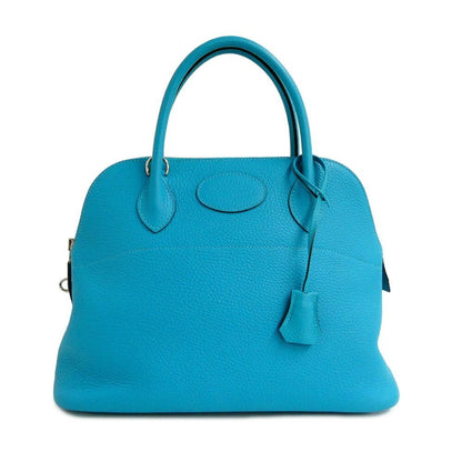 Hermes Bolide 31 Turquoise Taurillon Clemence Handbag 2-Way