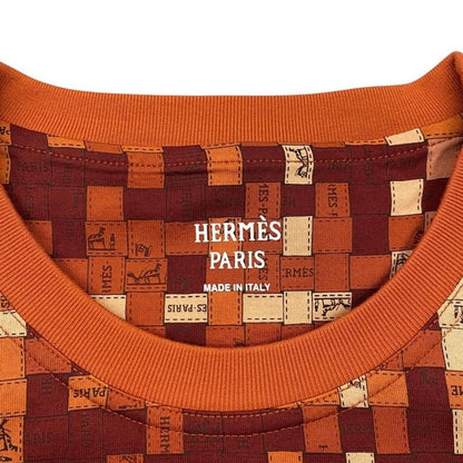 Hermes Short Sleeve T-Shirt Bolduc Check Micro 5e4645dk 36 Size Cotton Logo