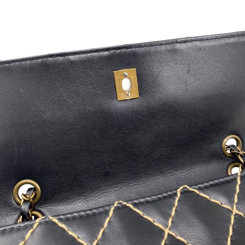 Chanel Shoulder Bag Wildstitch Line 14687 Matelasse Coco Mark Calf Leather