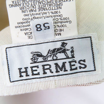 Hermes Goatskin Cotton Lined 100% Linen Leather Switching Cap Brown Beige 58